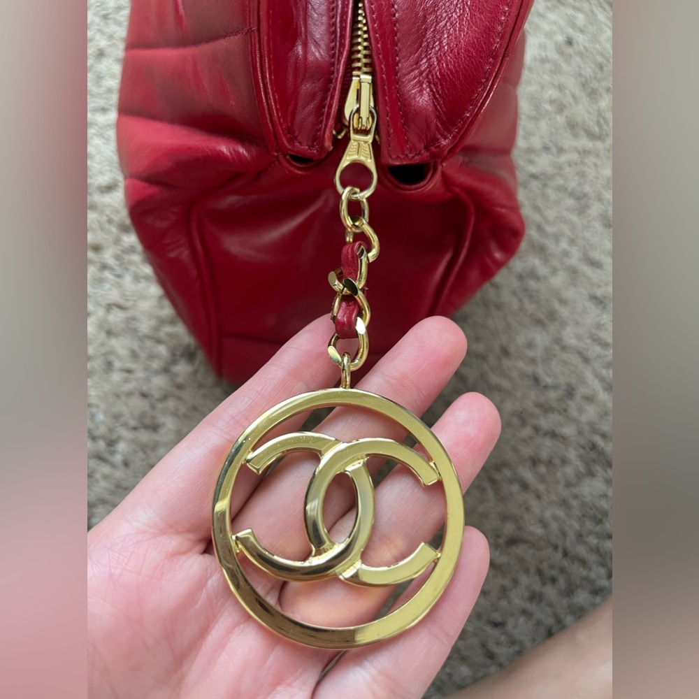 Chanel Red Lambskin Chevron Bag - Picture 11 of 17